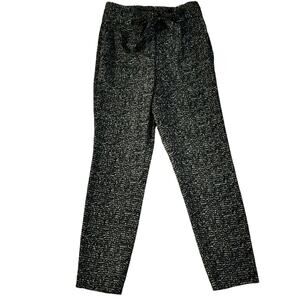 Express Size 2 Ankle High Rise Tie Belt Waist Black White Print Pants